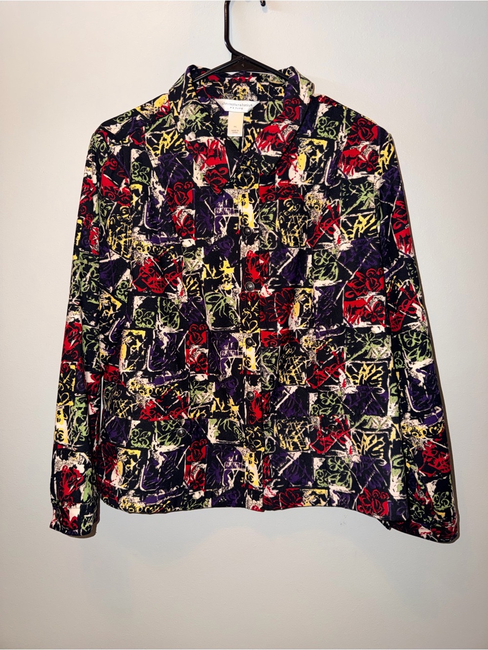 Christopher & Banks Multicolor Abstract Patchwork Button-Up Jacket size P/L art